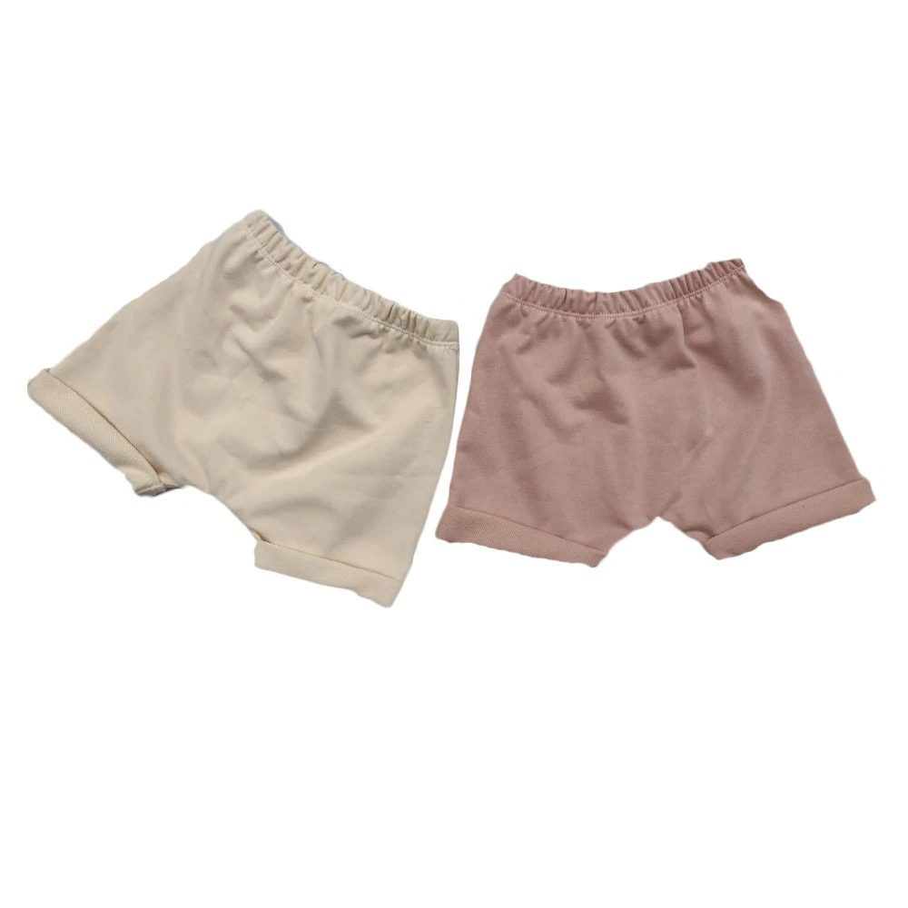 Good Quality Linen Cotton Color Block Straight Pants Breathable Drawstring Baby Shorts for Summer - Image 3