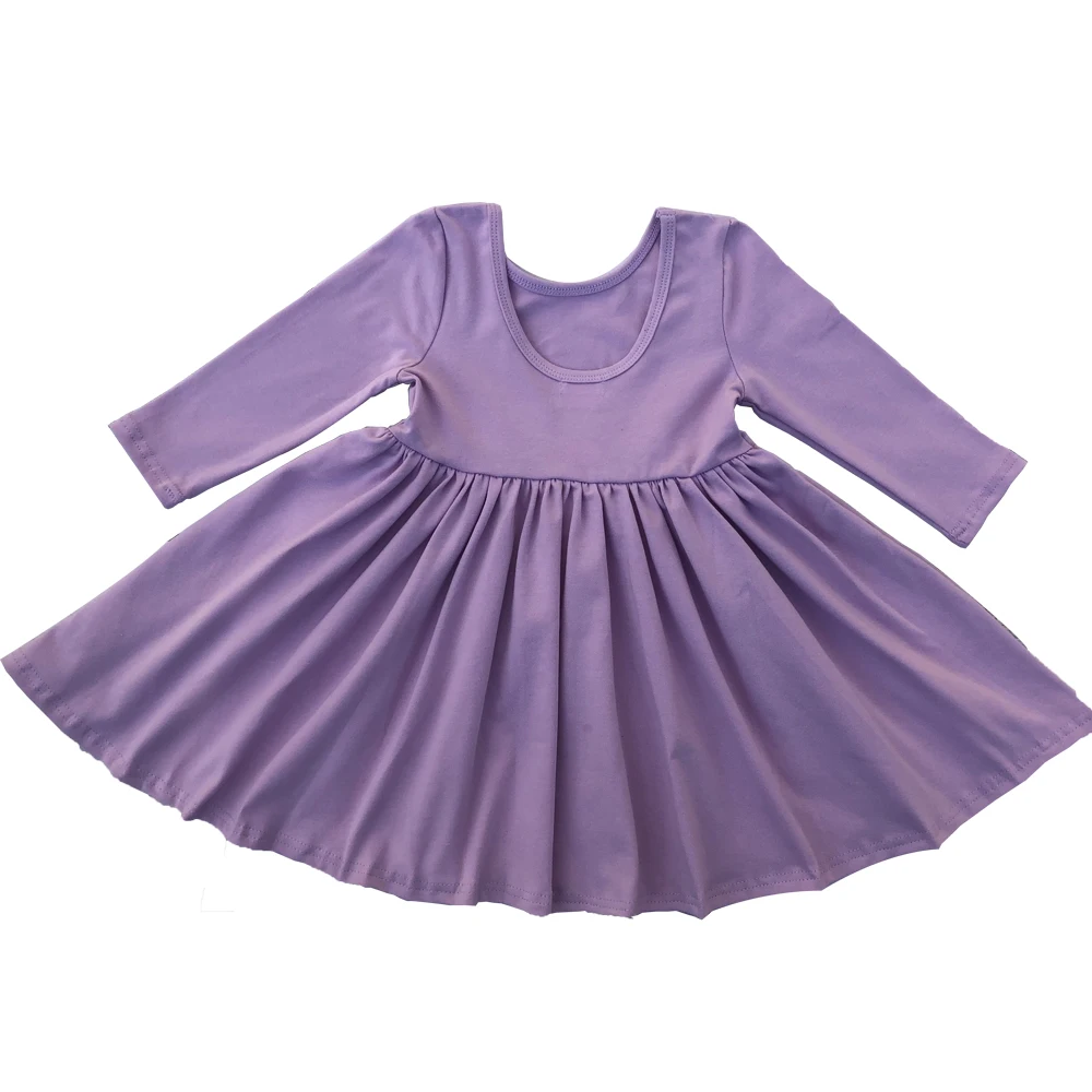 Long Sleeve Boutique Spring Girl Dresses Print Cotton Long Sleeve Kids Casual Twirling Dress