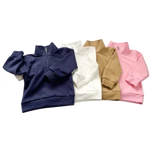 Custom Best Sell Wholesale Baby Clothes Long Sleeve Fall  Soft Baby Toddler Zipper Sweater Top Jumper