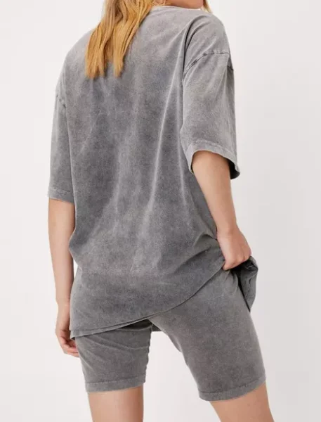 Custom Mom and Me Adult Baby Retro Acid Wash Oversized T-Shirt and Cycling Short Summer Clothes Set - Image 2