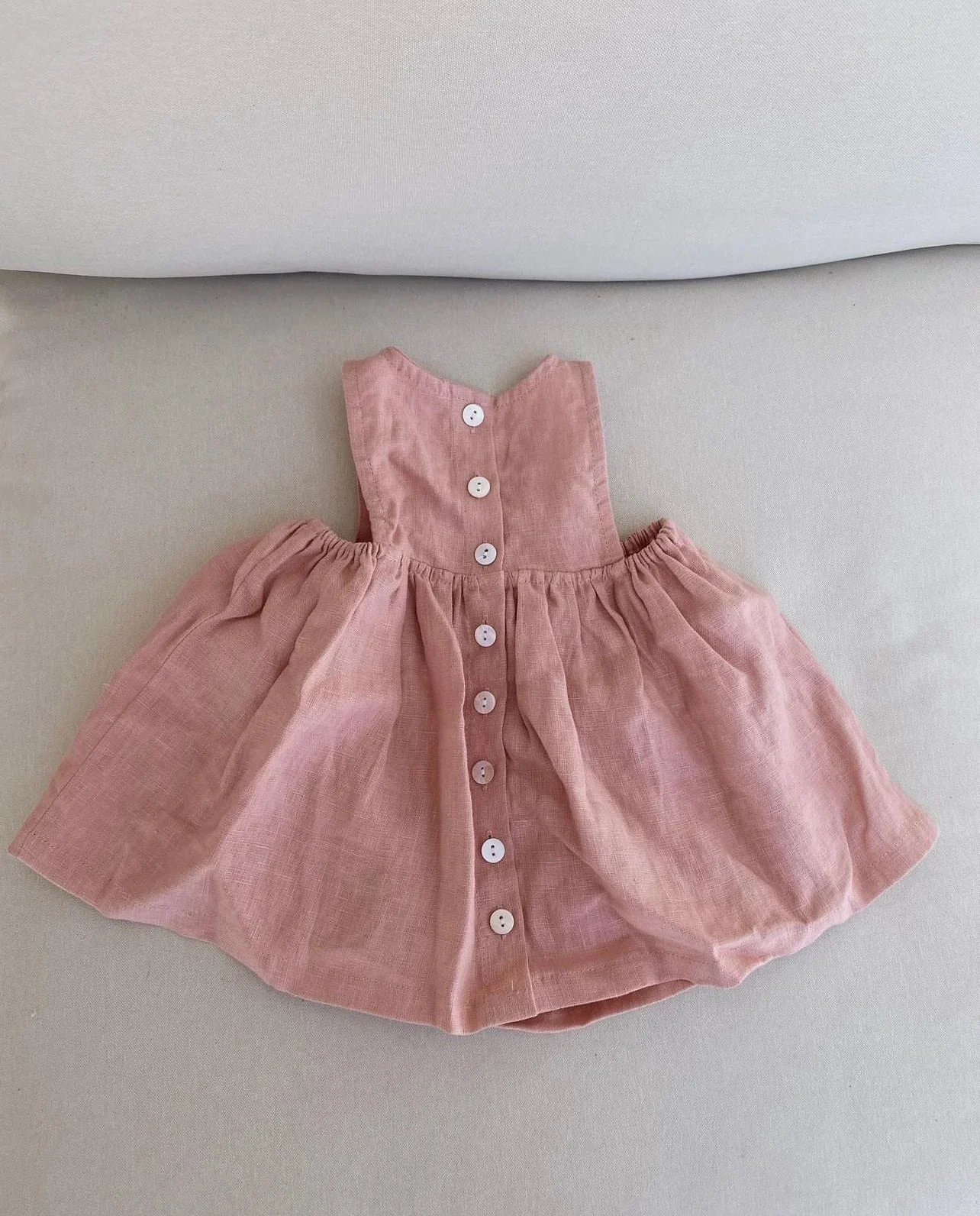 Cute Princess Sun Dress Baby Girl Cotton Linen Bloomer 2 Pieces Button Dress Set Baby Summer Clothes - Image 6