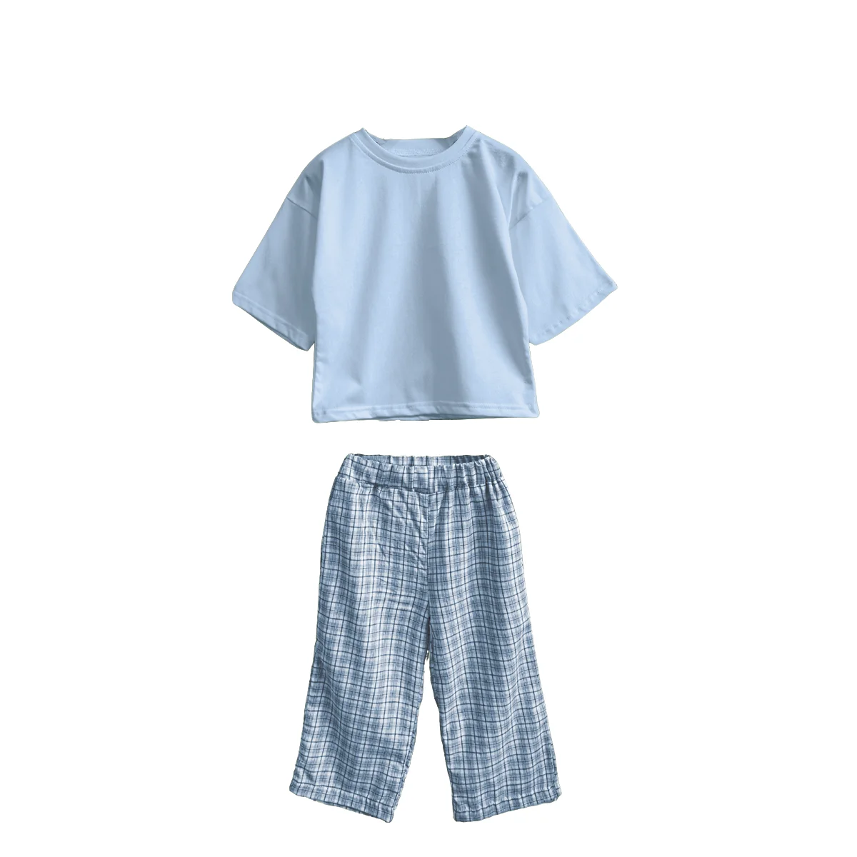 Summer Fashionable All-Cotton Checkered Set for Kids Casual Short Sporty Close-Fitting and Soft Baby Clothing - Image 4