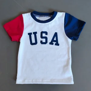 Fourth of July Independence Day National Flag Pattern Knitted Cotton T-shirt USA Tee