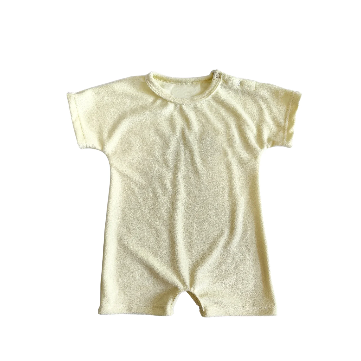 Summer Baby Romper Infant Jumpsuit Terry Cloth Baby Short Sleeve Romper Soft Solid Color Toddler Onesie Baby Clothing for 0-3T - Image 4