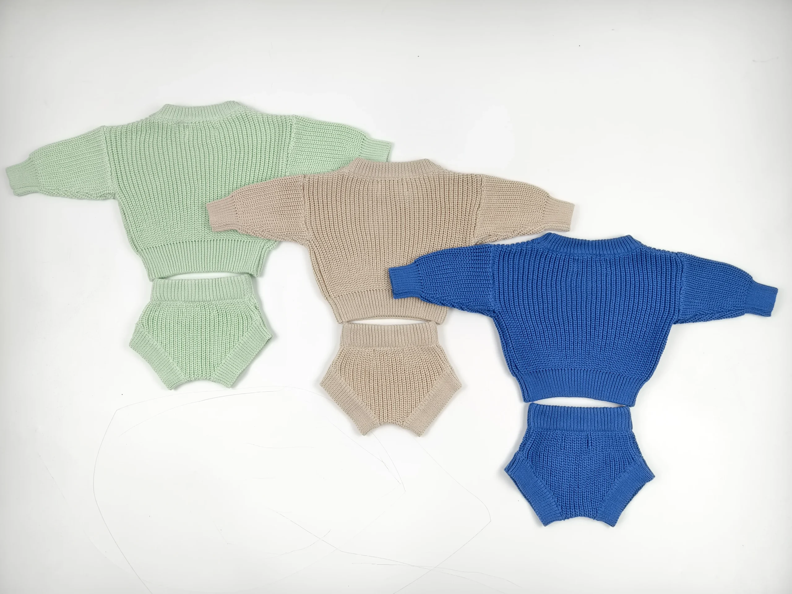 Fall and Winter Custom 100% Cotton Cotton Baby Sweater Set Winter Long Sleeve Chunky Pullover and Shorts Kids Knit Set - Image 3