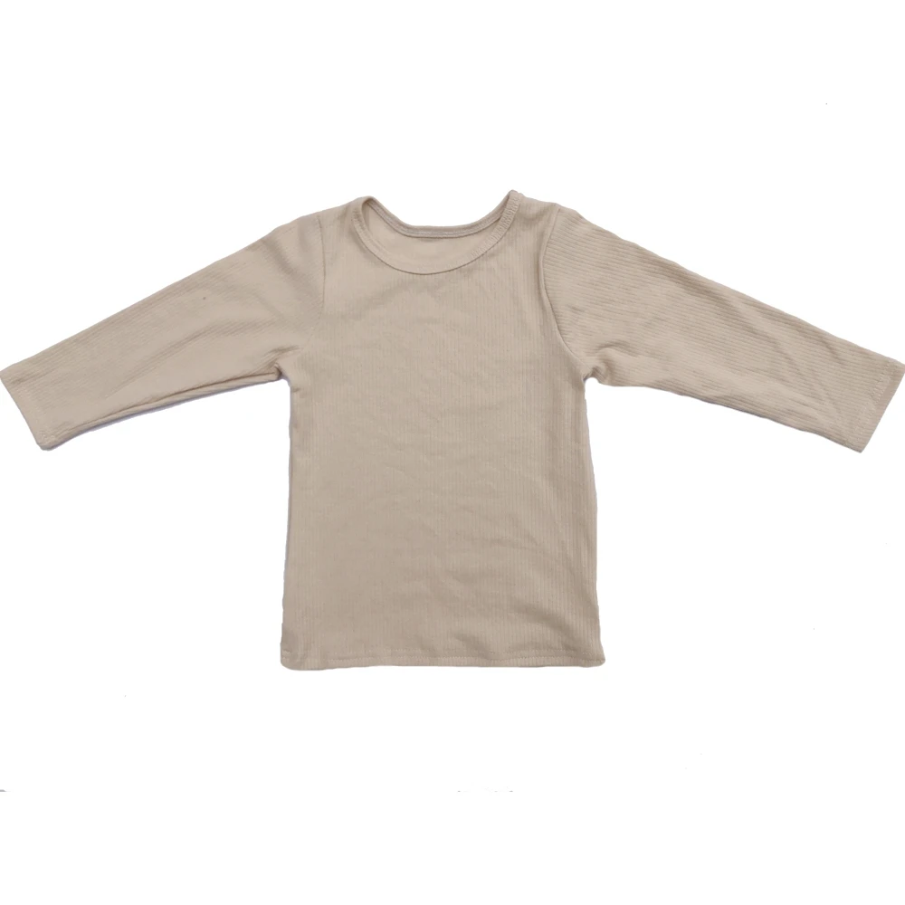 Toddler Baby Warm Blouse Shirt 2024 Solid Color Kid Boys Plain Long Sleeve Rib Cotton t Shirt - Image 4