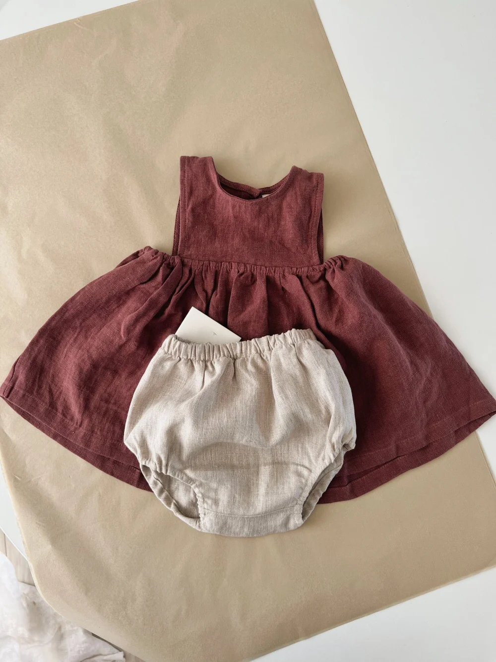 Cute Princess Sun Dress Baby Girl Cotton Linen Bloomer 2 Pieces Button Dress Set Baby Summer Clothes - Image 4