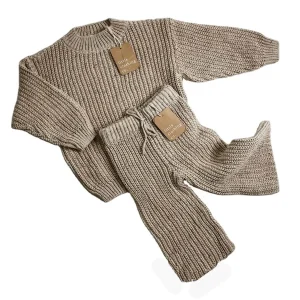 Custom Winter Soft Baby Knitted Sweater Set Toddler Long Sleeve Casual Wear Toddler Clothes Set