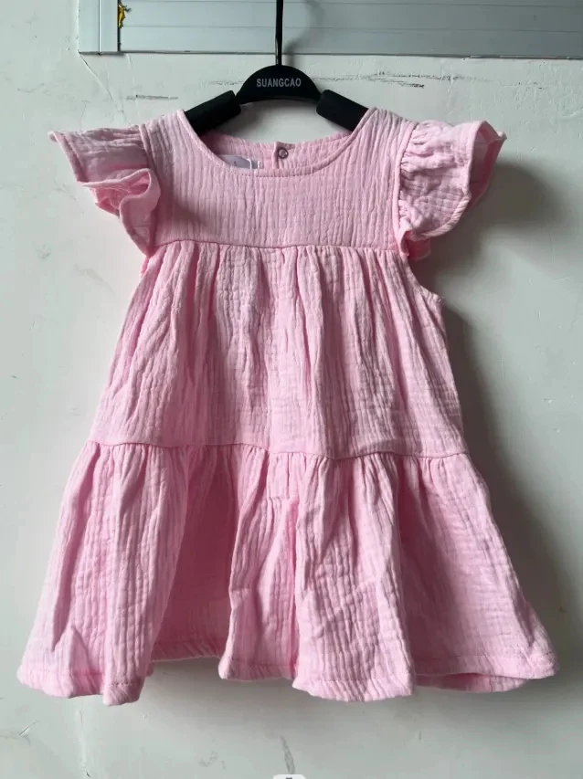 Flutter Sleeves Baby Girl Dress Summer Muslin First Birthday Dress - Image 4