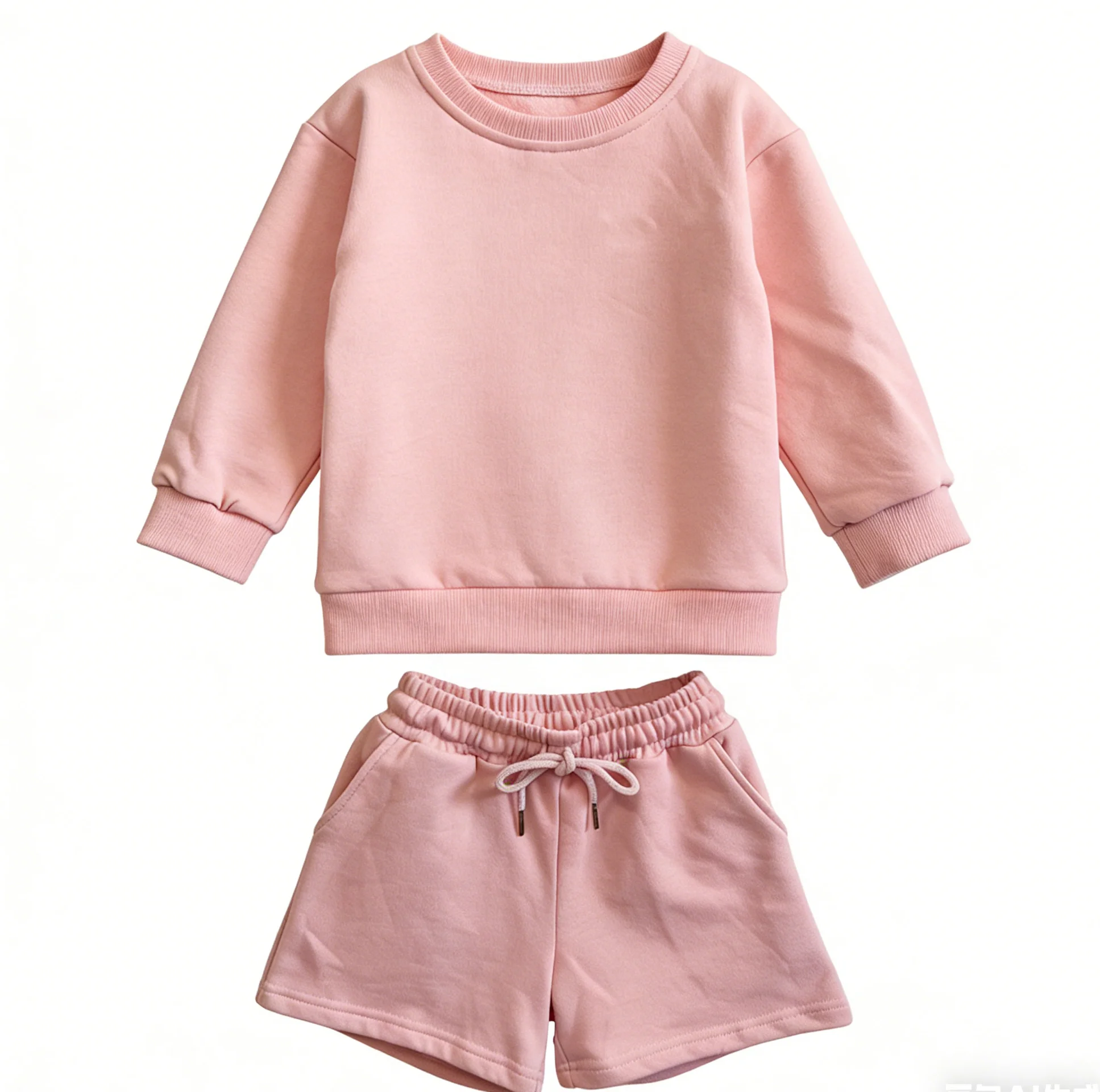 Custom Parent-child Outfit 100% Cotton Fleece Parent-Child Matching Set Oversized Long Sleeve Top and Shorts Family Loungewear - Image 5