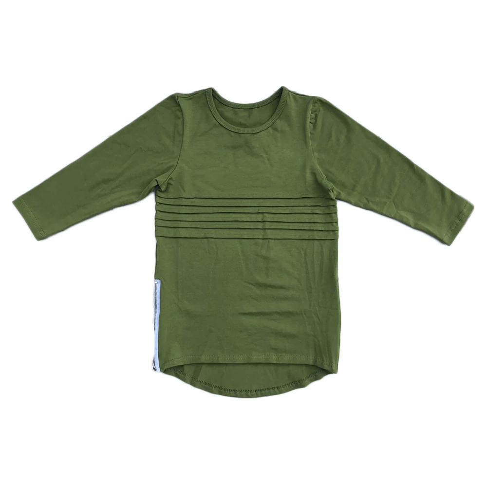 New Simple Style Boys and Girls Striped t Shirts Scoop Hem and Zips in Side Face Baby Shirt Long Line Tee Kids Tshirt