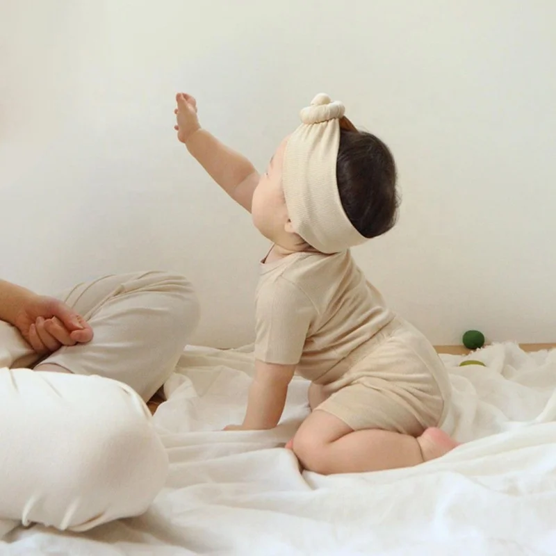 RTS Soft Ribbed Cotton Baby Kids Summer Short 2 Piece Pajamas Clothes Set - Image 6