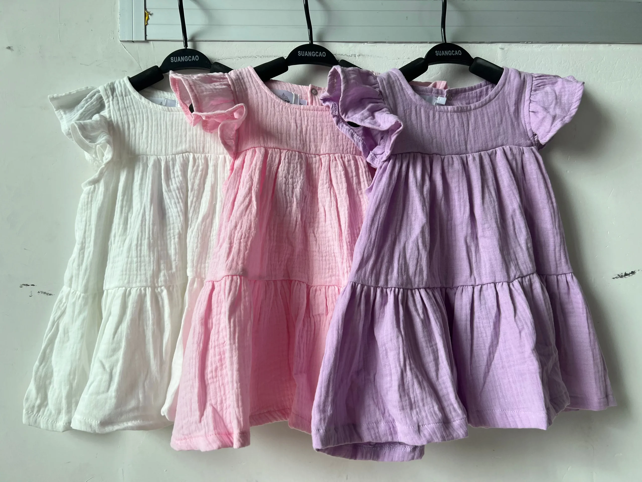 Summer Girl's Ruffled Flying Sleeve Pleat Stitching Rotating Dress Hem Sweet Girl Layered Fluffy Dress - Image 5