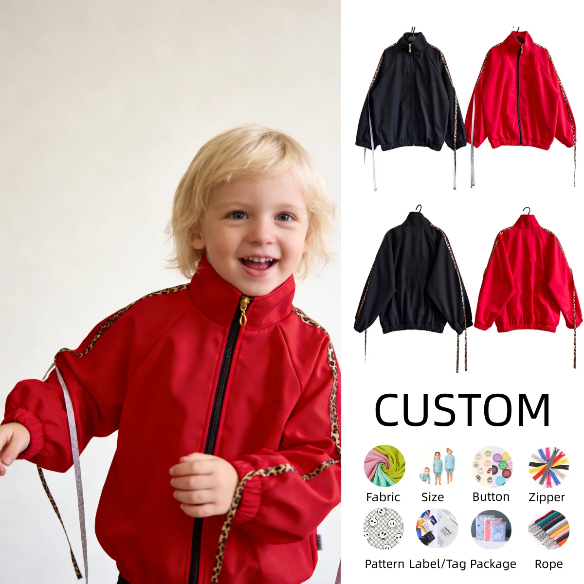OEM Baby Clothing Toddler Boys Windbreaker Casual Outerwear Kids Lightweight Zip Jacket Baby Cute Dust Coat