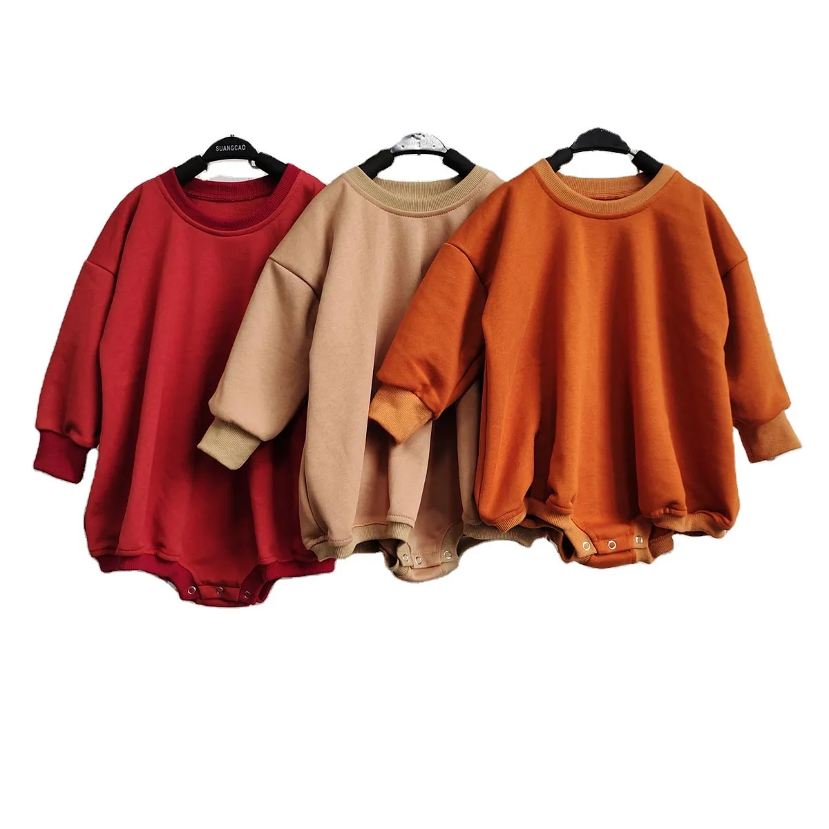 Custom Infant Baby Newborn Clothing Jumpsuit French Terry Sweatshirt Long Sleeve Bubble Romper - Image 4