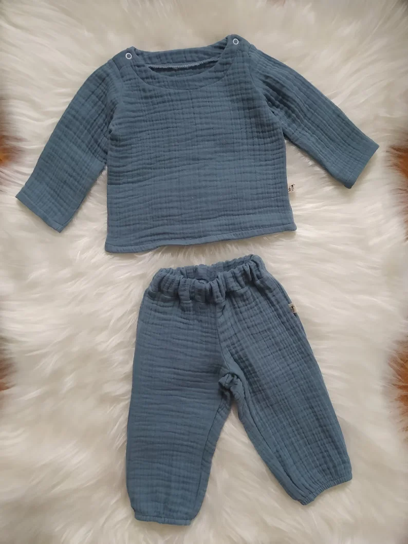 New Specials Newborn Babys Muslin Pajamas Toddler Custom Sets for Spring Boys Girls - Image 4