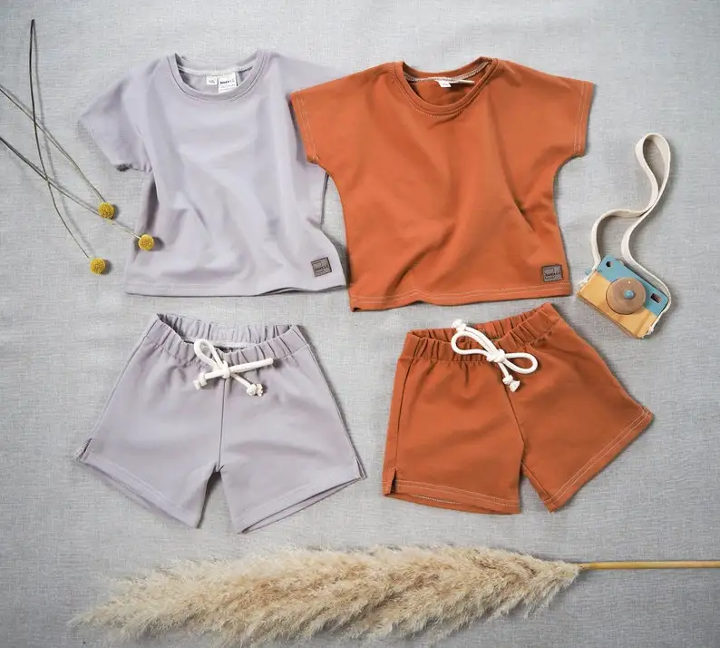 Quality Terry Family Matching Set Solid Color Custom Mommy and Me Clothing Outfit Sets With Label - Image 4