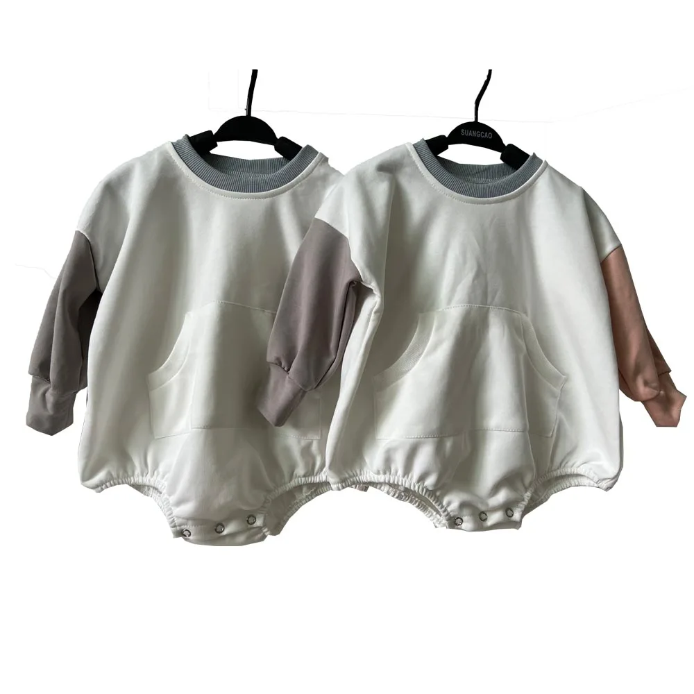 Custom Infant Baby Newborn Clothing Jumpsuit French Terry Sweatshirt Long Sleeve Bubble Romper - Image 5