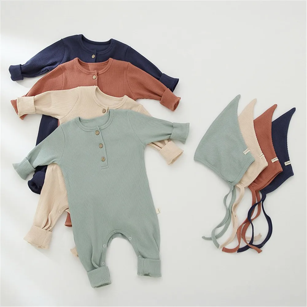 Baby Boy Rompers Sets Infant Clothes Autumn NewBorn Baby Rompers Ribbed Kids Jumpsuit Pajamas Winter New Born Boys Clothes