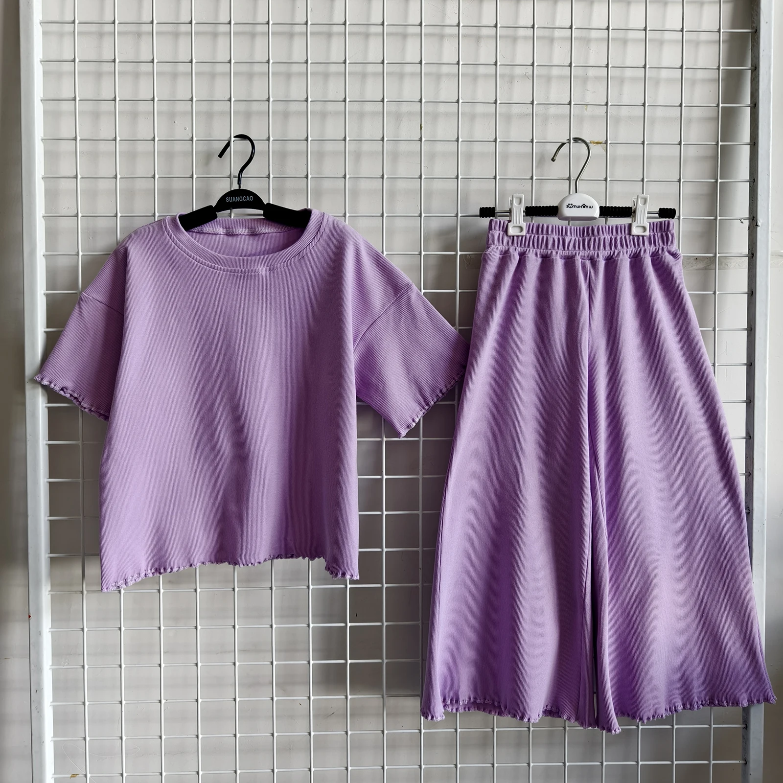 Customized Summer Sporty Casual Ribbed Suit 2pcs Cool Breathable Kids Clothing Set Dynamically Designed - Image 6