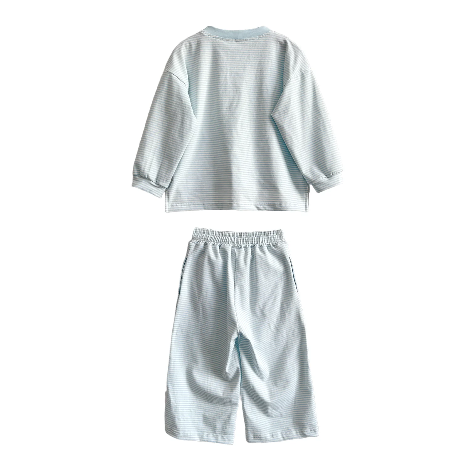 Custom Family Matching Set Parent-Child Matching Striped Knit Cotton Set Long Sleeve Top & Wide Leg Pants Family Outfit - Image 4