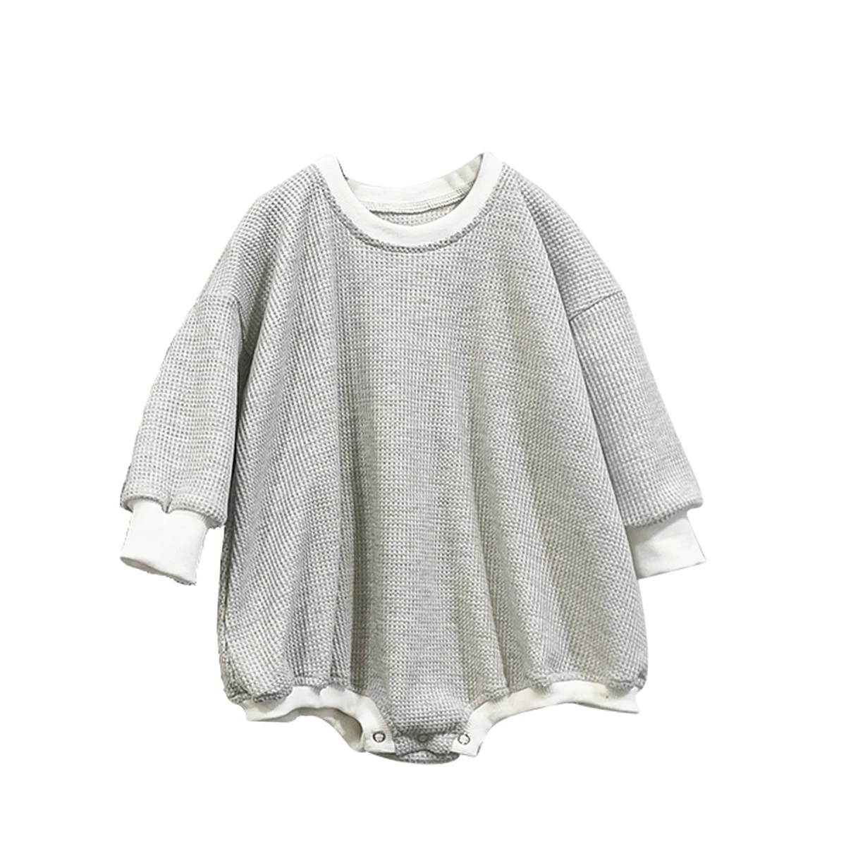 Babe Waffle Bodysuit Spring Long Sleeve Casual Infant Oversized Lounge Romper Baby Waffle Onesie - Image 4