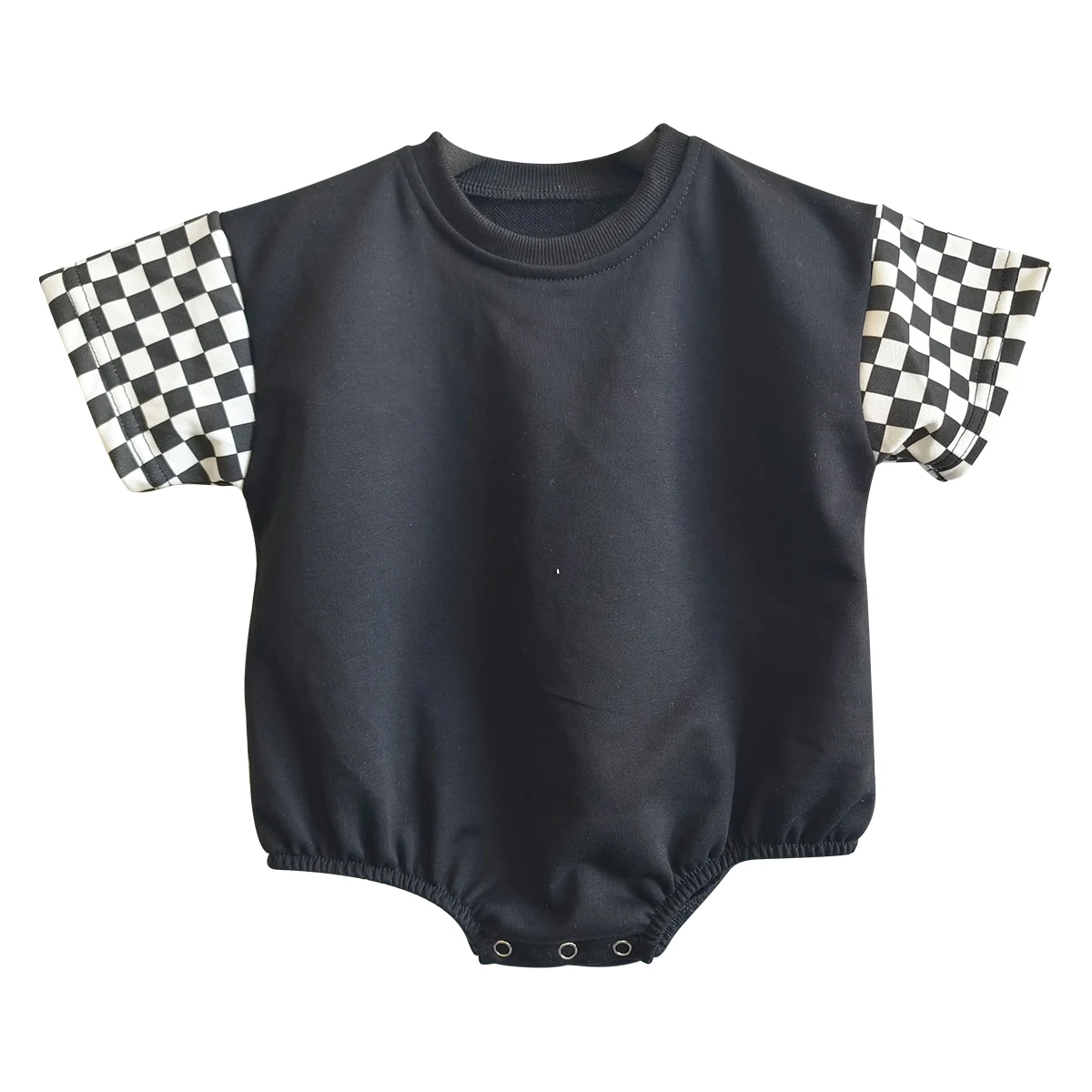 Custom Toddler Kid Baby Boys Clothes Summer Cotton Top Infant Checkerboard Sleeve T Shirt Fashion Tee - Image 5