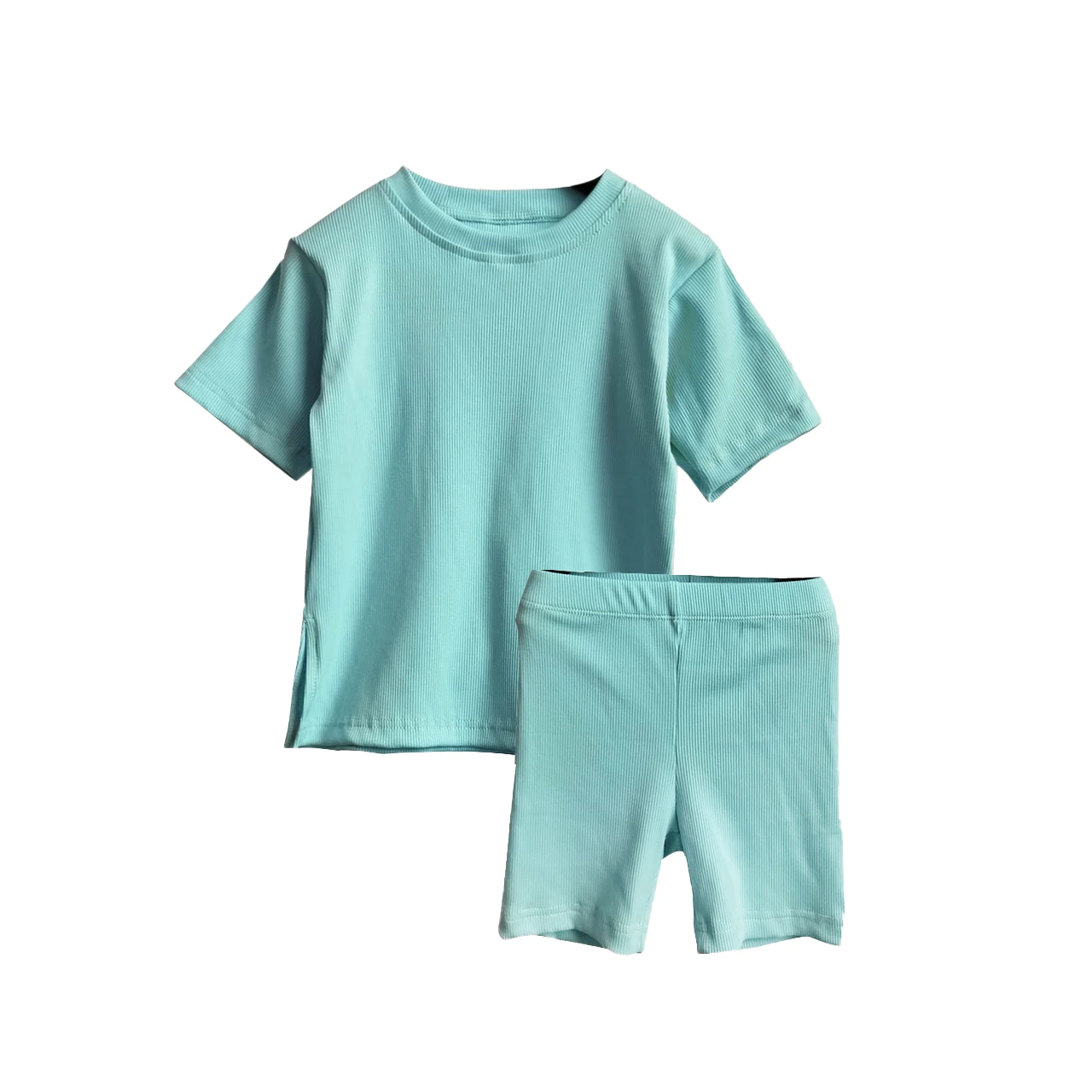 Mommy and Me Matching 2 Piece Set Summer Short Sleeve Mamas and Kids Bamboo T-shirt Biker Shorts Set - Image 3