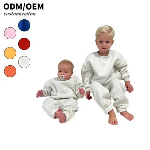 Fall and Winter Baby Toddler Set Cozy 2 Pieces Outdoor Set Solid Jogger Fleece Thick  Outfit
