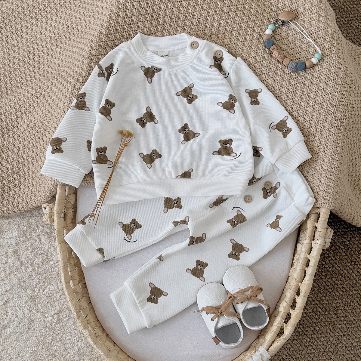 Custom Children's Set Children's Autumn Outfit Premium Polyester Kids Set All Over Print Crewneck Sweatshirt & Jogger Pants - Image 5