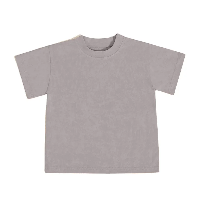 New Design Sweater Cotton Wax Dyed Solid Color Fallow Baby T-shirt for Boys and Girls - Image 6