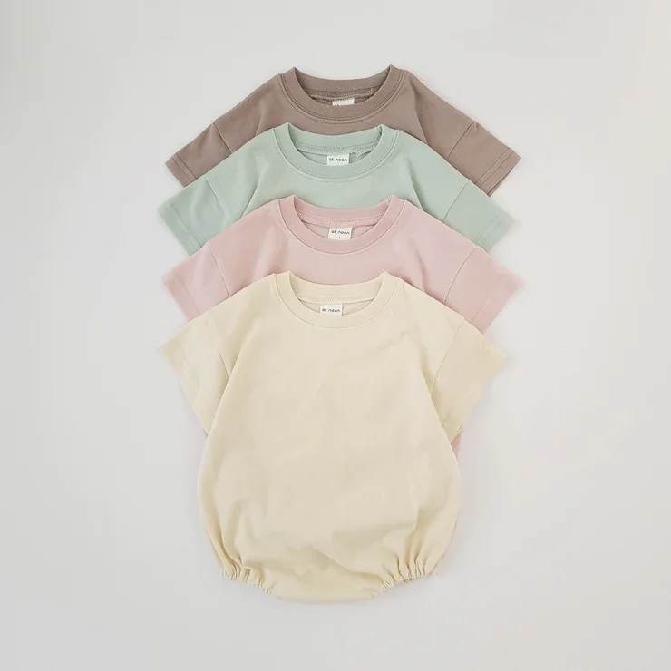 Custom Summer Baby Clothing Bubble Short Romper French Terry Solid Color Fall Oversize Bubble Rompers - Image 5