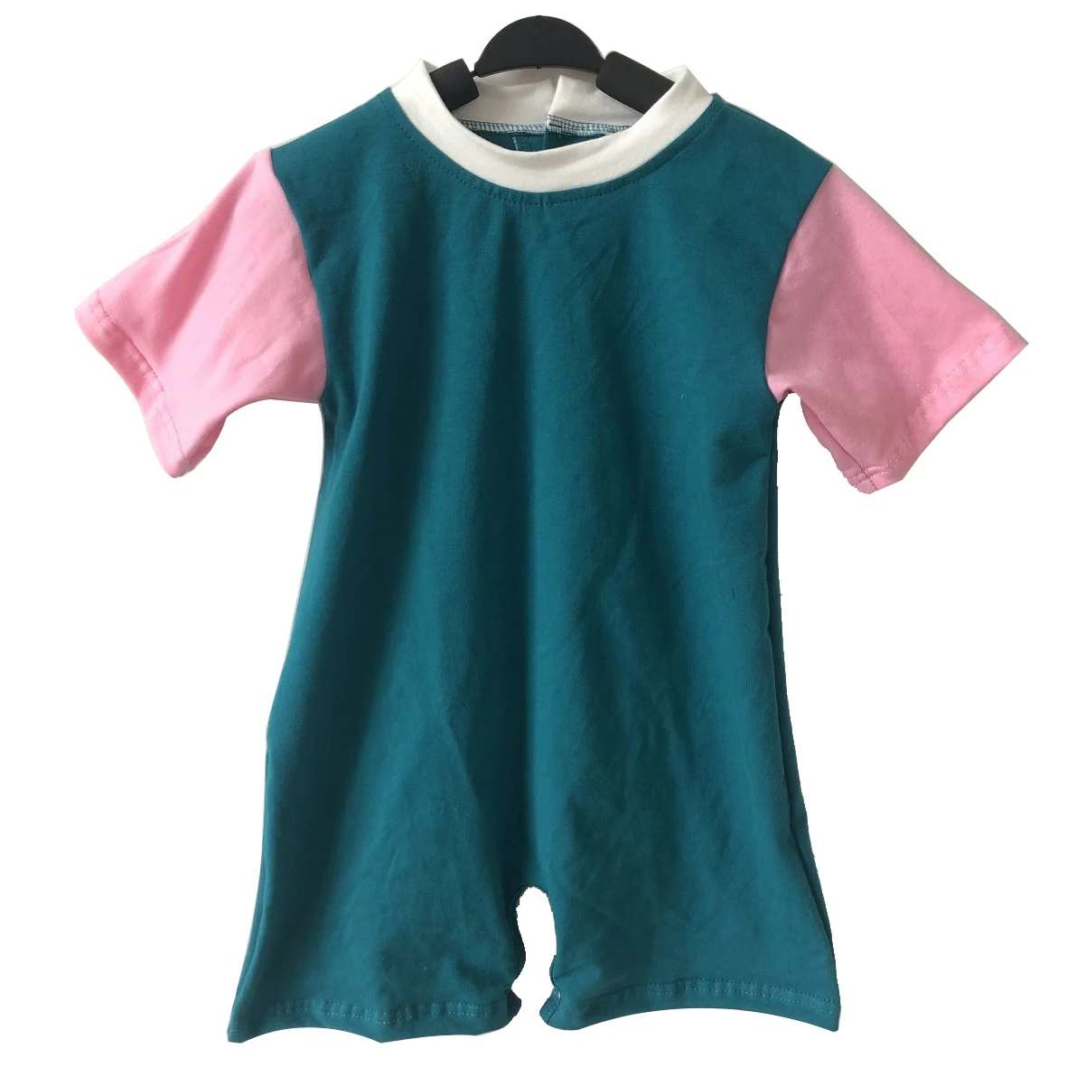 Summer Kids' Trendy Light Blue Knitted Cotton Jumpsuit Short-Style Design Fashionable and Energetic Baby Rompers - Image 5