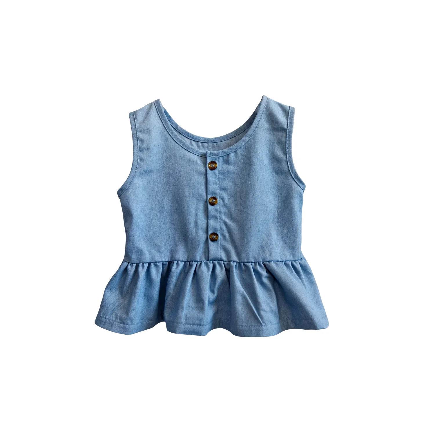 OEM Baby Tops Toddlers and Kids 100% Cotton Denim Fabric Sleeveless Tank Top for Girls - Image 3