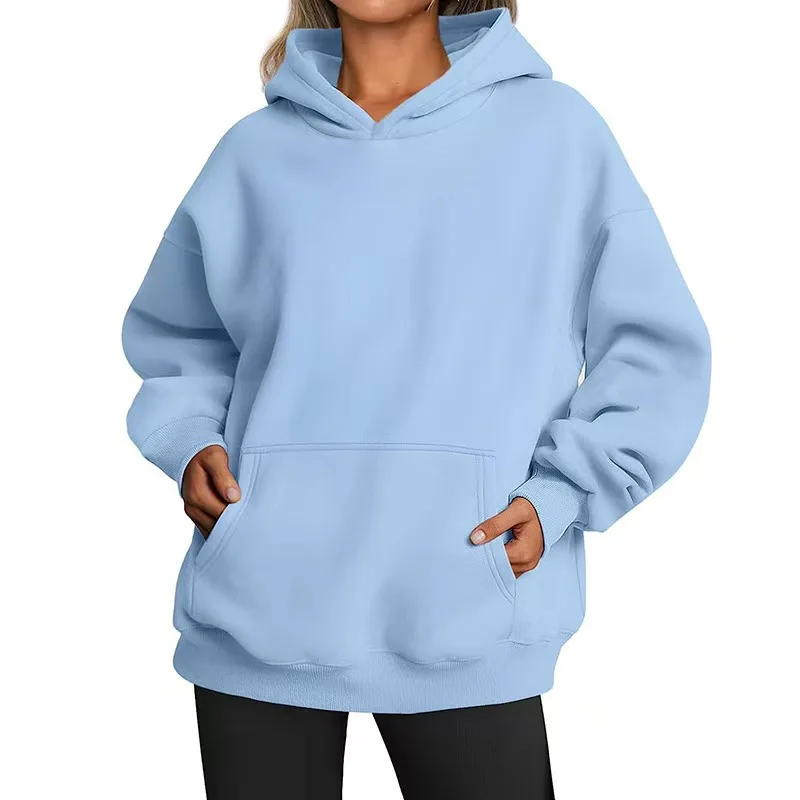 OEM Women's Spring Autumn Crewneck Hooded Pullover French Terry Long Sleeve Overtsized Sweatshirt - Image 5