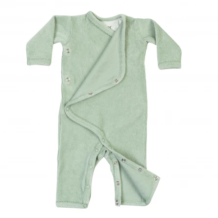 Newborn Boy and Girls Rib Velour Kimono Romper Onesie Winter Unisex Baby Button Down Corduroy Jumpsuit - Image 3