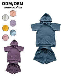 Customizable Close-Fitting Soft Bamboo Hoodie Set for Toddlers Kids Sporty Casual Fashion Baby Clothing
