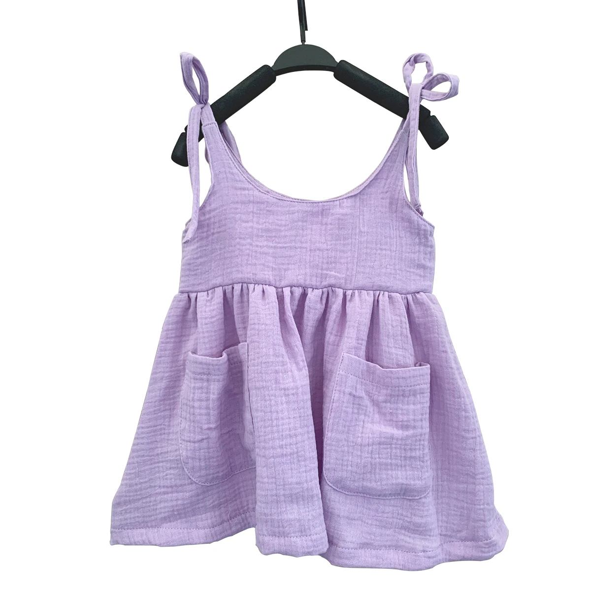 Hot Product Muslin/crepe Cotton Custom Color Suspender Girls Dresses with Pockets for Summer - Image 2