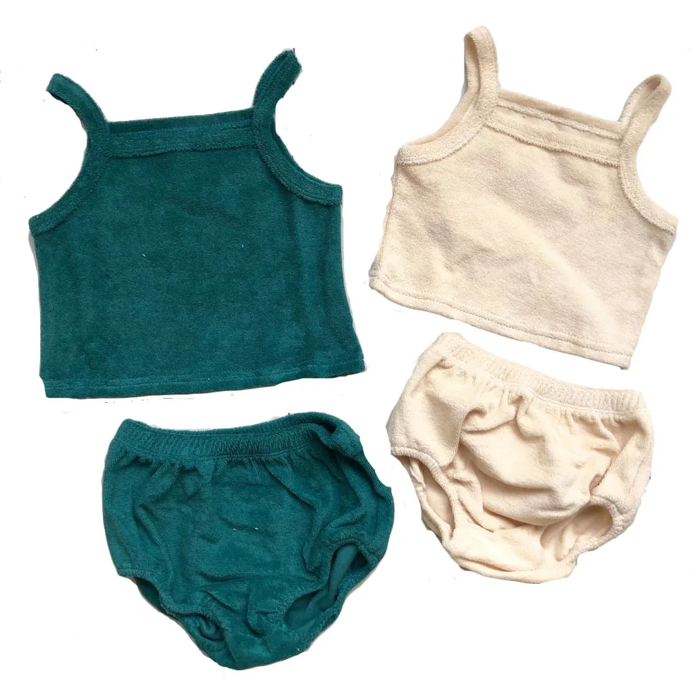 Factory Custom Summer Baby Kids Terry Towel Clothes Set Sleeveless Top with Shorts tank Suit - Image 4