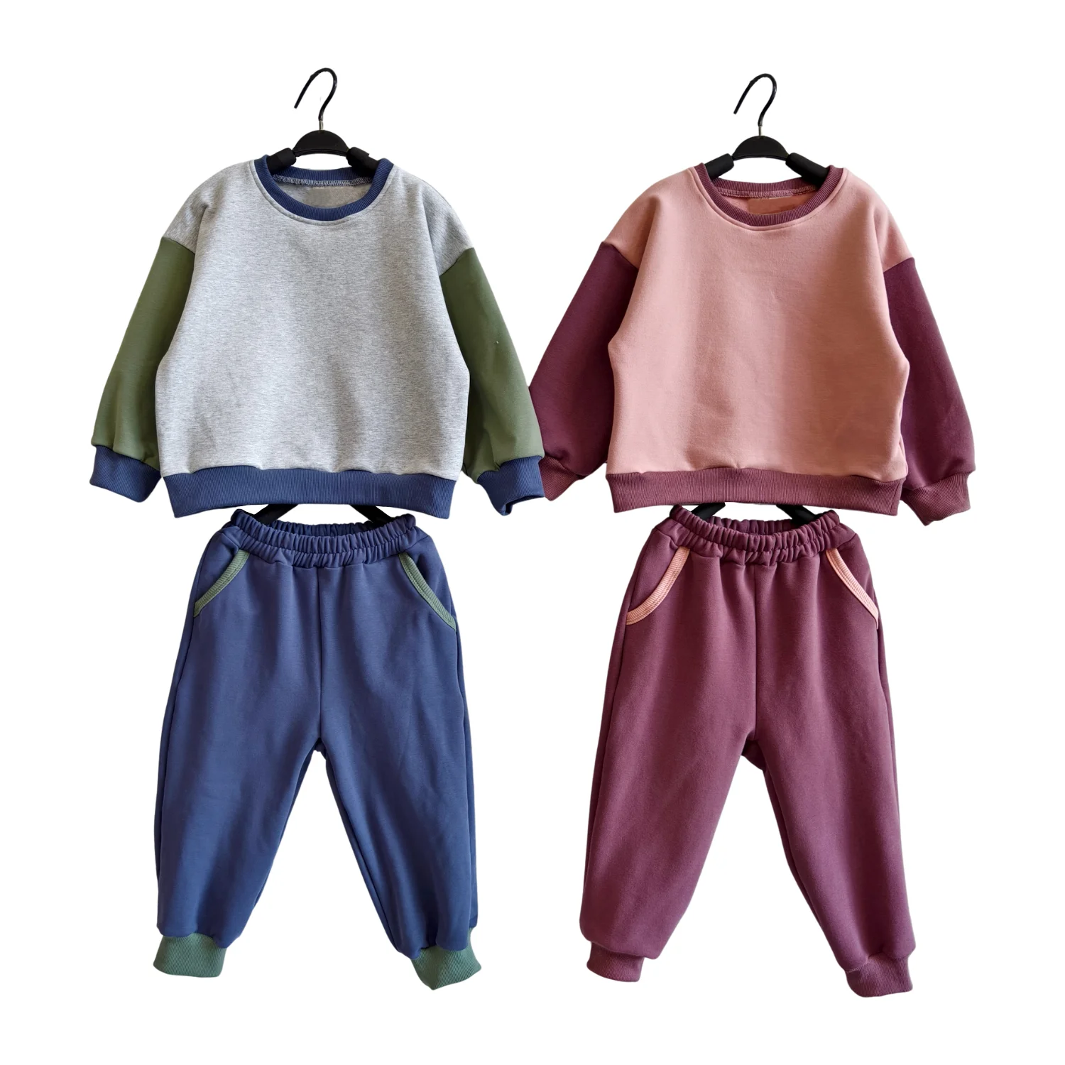 Custom Children's Sweatshirt Set Kids Clothes Set Spring and Autumn Baby Boys Kids' Faralon Color-matched Suit Set for 0-10T - Image 2