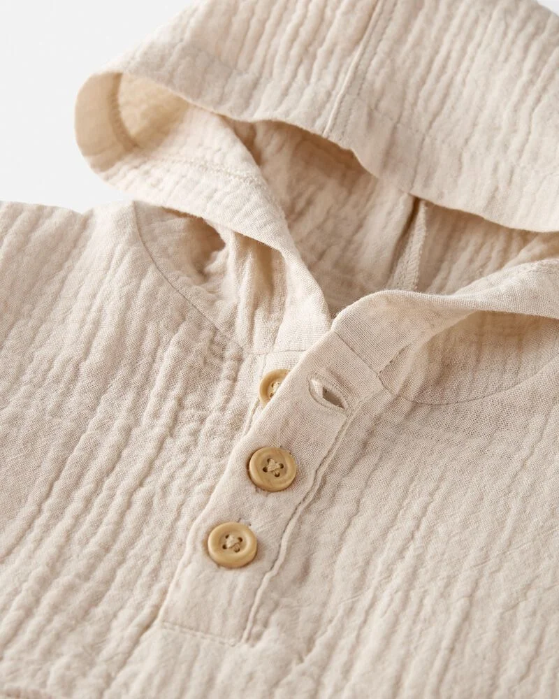 Wholesale Baby Clothes Sets Custom Color Muslin Breathable Fabric Matching Button Shorts Fall Outfit Sets - Image 6