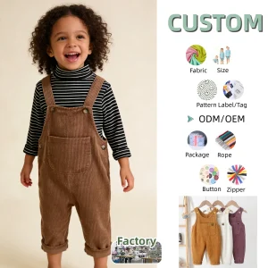 New Design Baby Clothing 0-3T Cute Spring Solid Colour Baby Boy Overall Spring Wear Corduroy Quality OEM Design