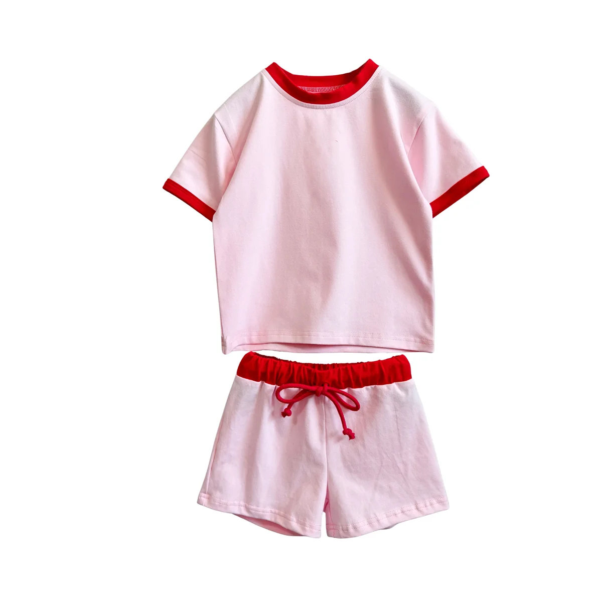 OEM Kids Clothes Set Girls Summer Outfits Casual Lounge Set Short Sleeve T Shirt and Elastic Waist Shorts 2 Piece Clothing Sets - Image 3