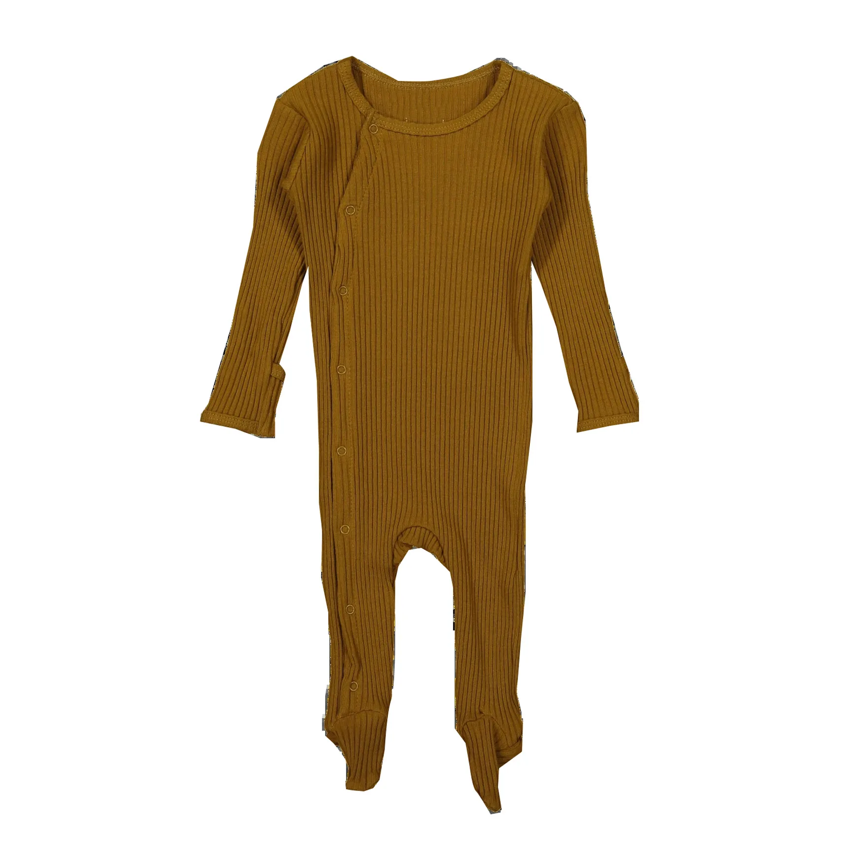 High Quality Autumn Newborn Striped Ribbed Print Romper Unisex Kids Baby Solid Long Sleeve Footed Sleeper Jumpsuit - Image 4