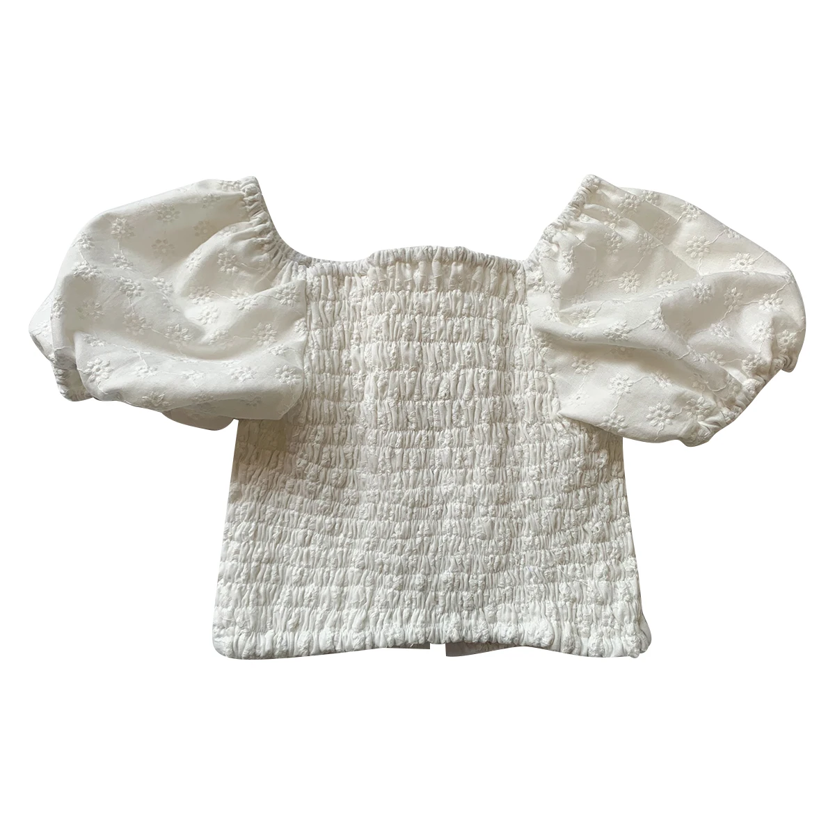 Wholesale 2024 Baby Girls Lace Bubble Sleeve Casual Square Neck Short Sleeve - Image 6