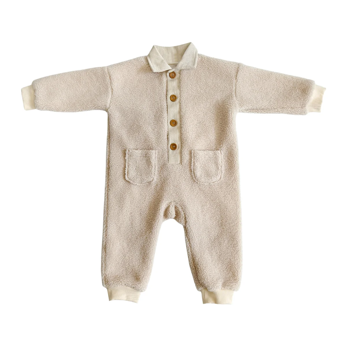 Fashionable Trendy Design Dynamic Lamb Fur Baby Romper New Kids' Long-Sleeved Snug and Soft Suit - Image 2