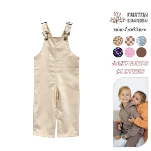 Spring Kids Unisex Boys Girls 100% Cotton Twill Solid Color Overall Toddler Casual One Piece