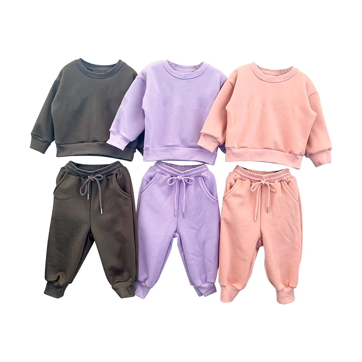 Infant Toddler Unisex Neutral Cozy Soft Crewneck Fleece Solid Color Sweatshirt Pullover Kids Clothing - Image 5