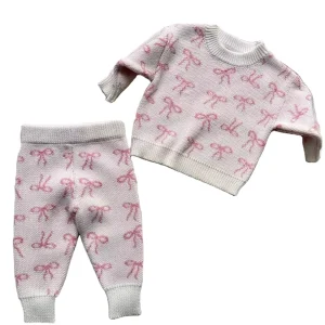 Newborn Baby 100% Cotton Soft Knitted 3pcs Pattern Infant Baby O-neck Long Sleeve Sweater Suit Clothes Sets
