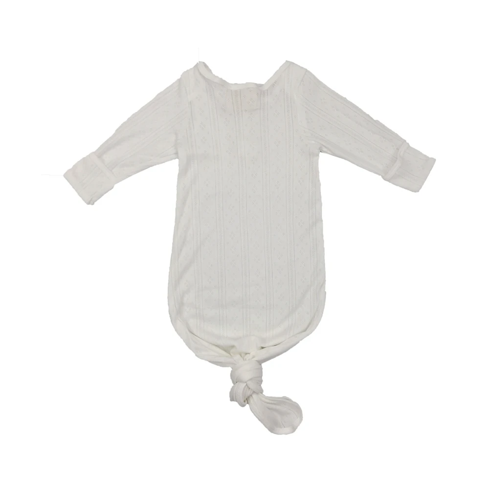 Wholesale Infant Baby Cotton Knotted Gown Pajamas Long Fold Newborn Baby Jacquard Ribbed Sleeping Bag - Image 4